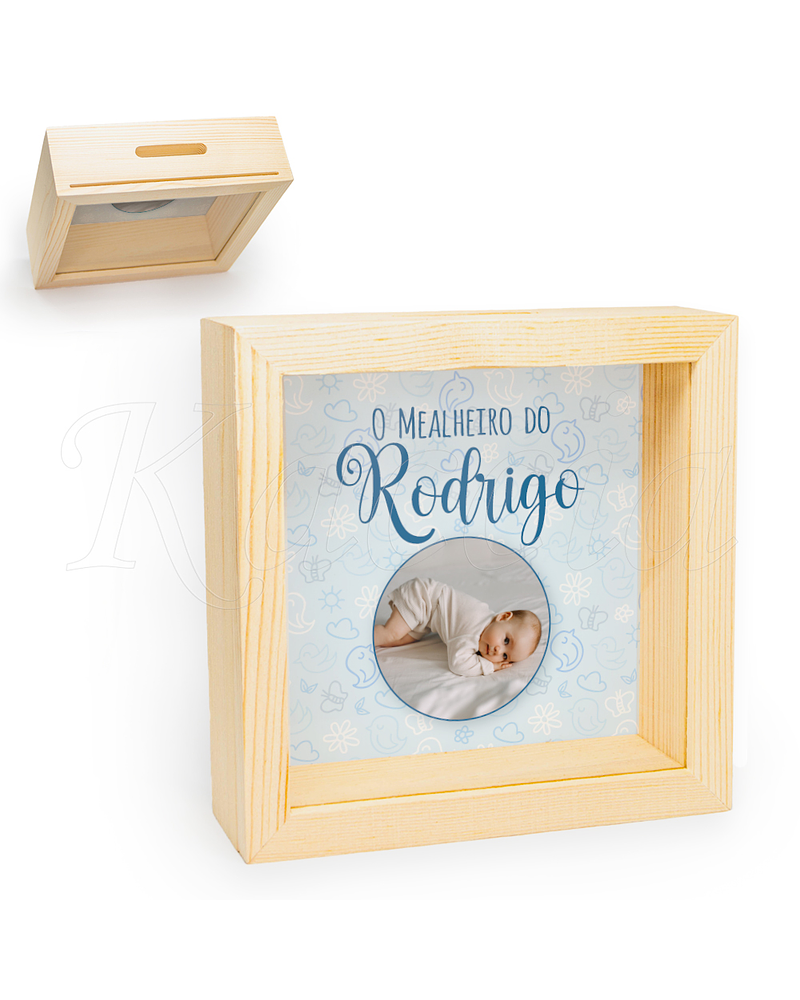 Quadro Mealheiro Personalizável Bebé Azul