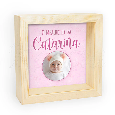 Quadro Mealheiro Personalizado Bebé Rosa