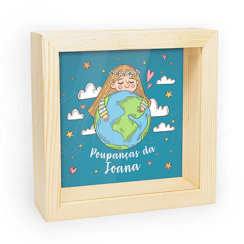 Quadro Mealheiro Personalizado Poupanças Girl