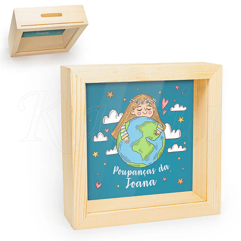 Quadro Mealheiro Personalizado Poupanças Girl
