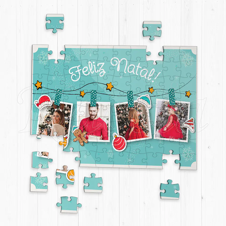 Puzzle Personalizado com 4 Fotos Natal 1