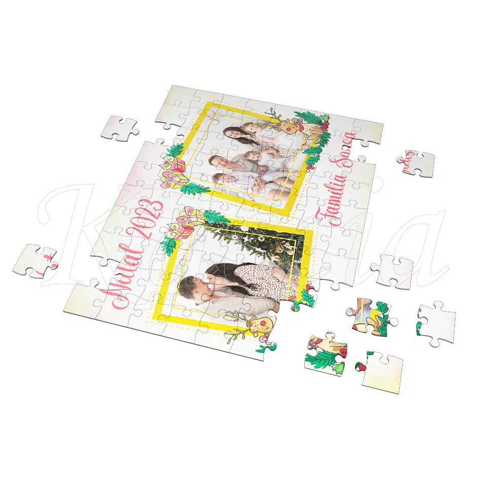 Puzzle Personalizado com Fotos e Frase Natal Rena 2
