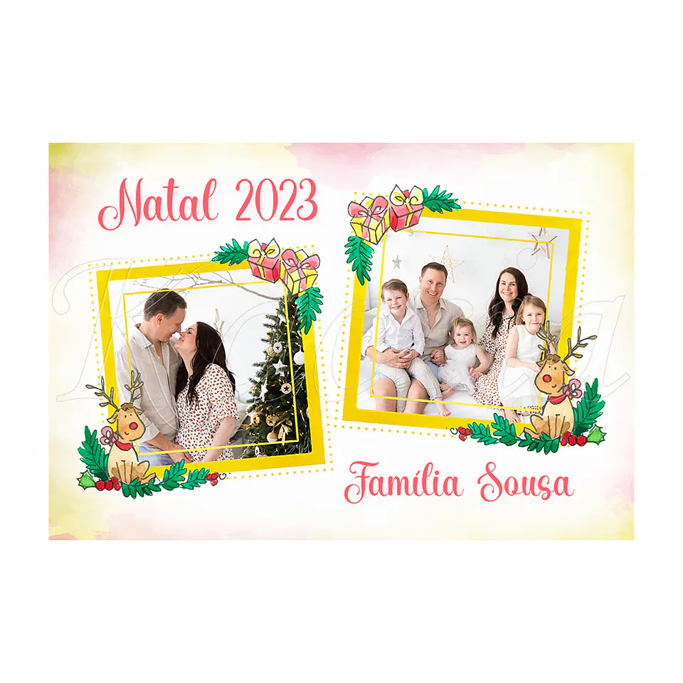 Puzzle Personalizado com Fotos e Frase Natal Rena 3