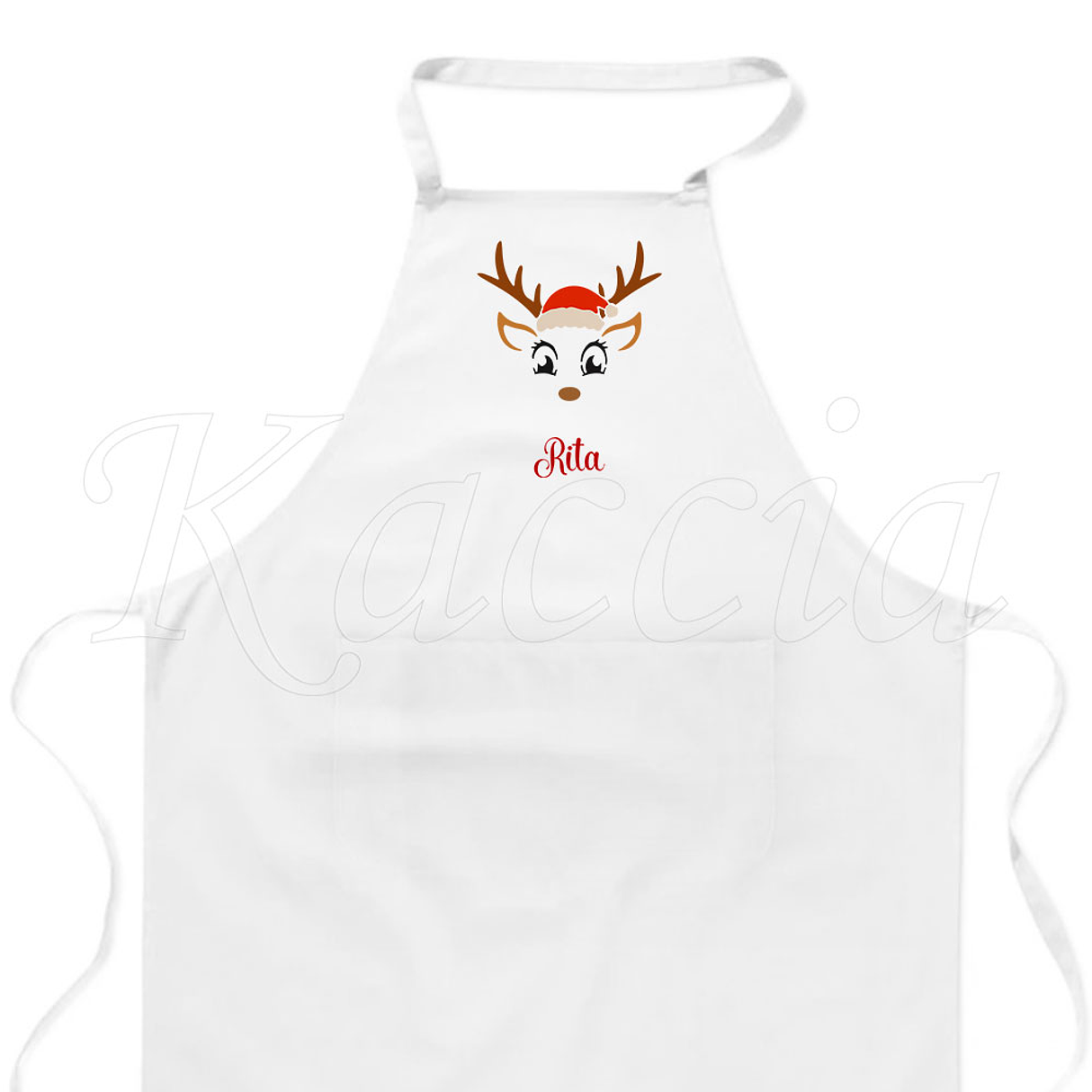 Avental Personalizável Rena Natal com Nome 2