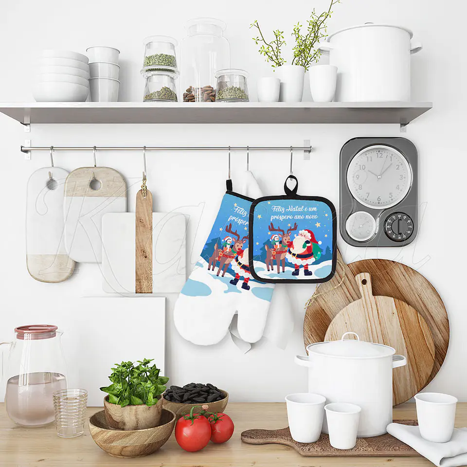Conjunto Luva e Pega de Cozinha Natal Frase 4