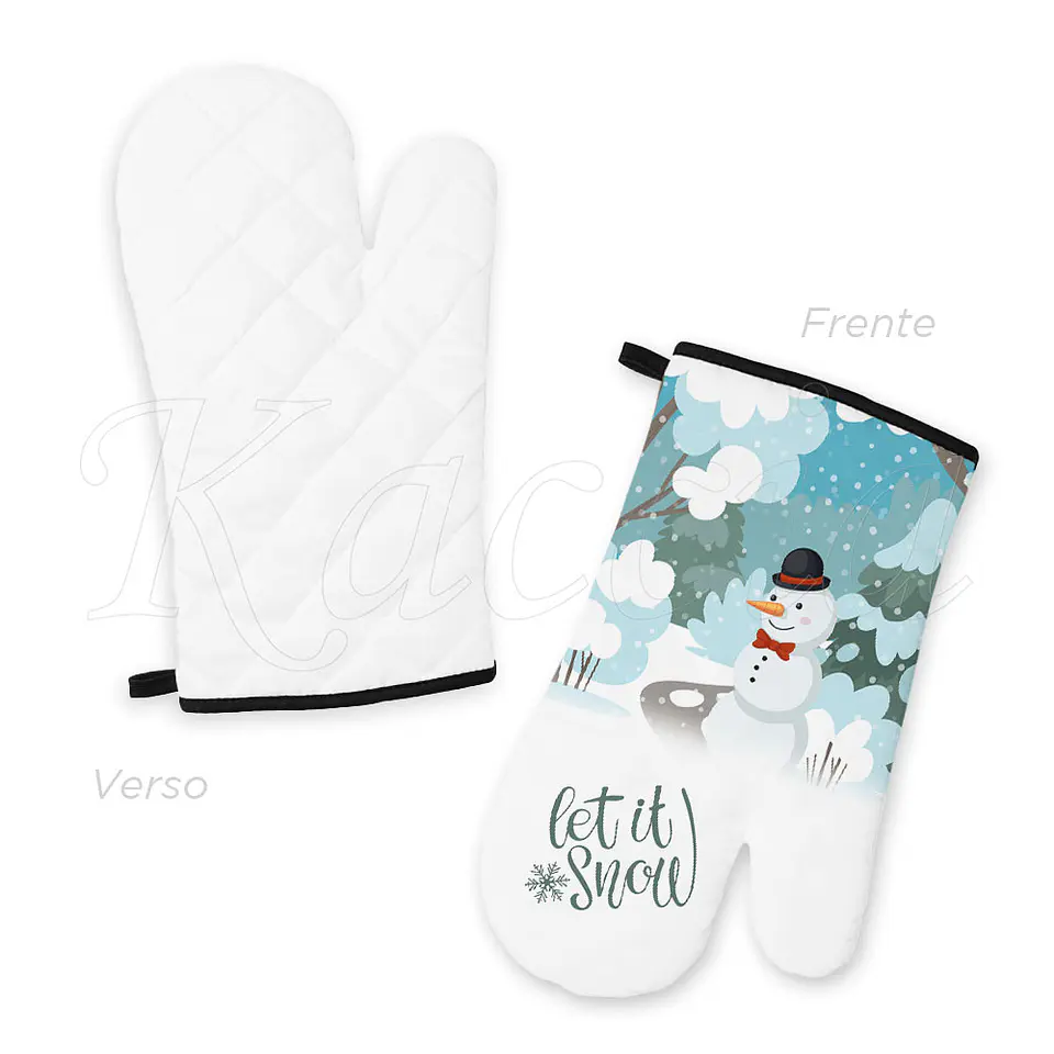 Conjunto Luva e Pega de Cozinha Natal Let It Snow 2
