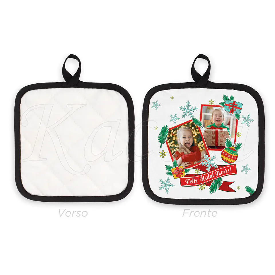 Conjunto Luva e Pega de Cozinha Natal com Fotos e Frase 3