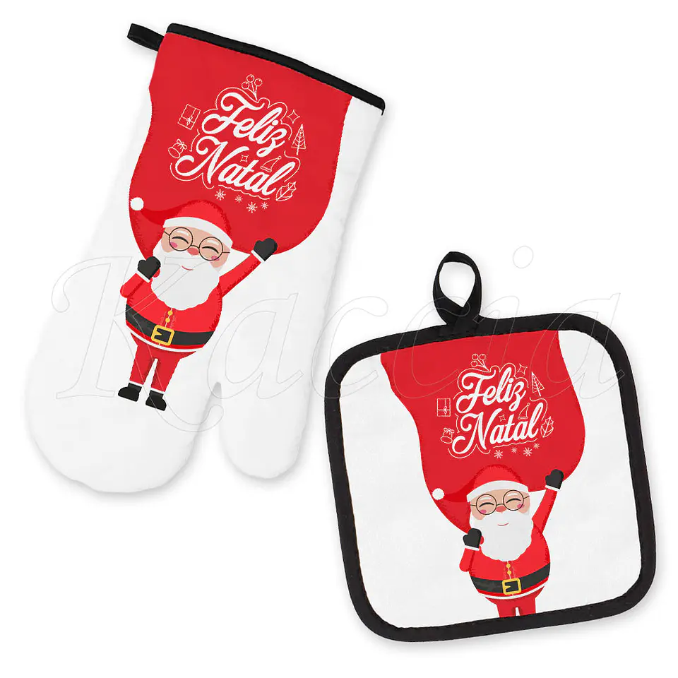 Conjunto Luva e Pega de Cozinha Pai Natal 1