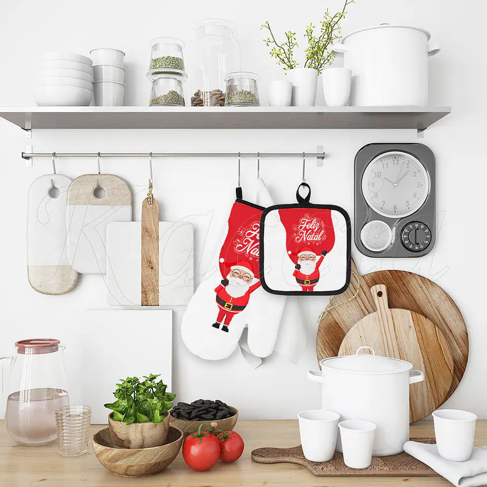 Conjunto Luva e Pega de Cozinha Pai Natal 4