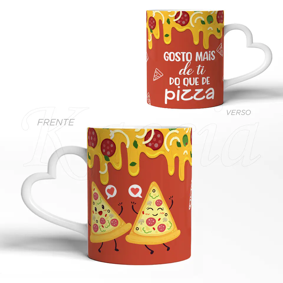 Caneca Gosto mais de ti do que de Pizza 3