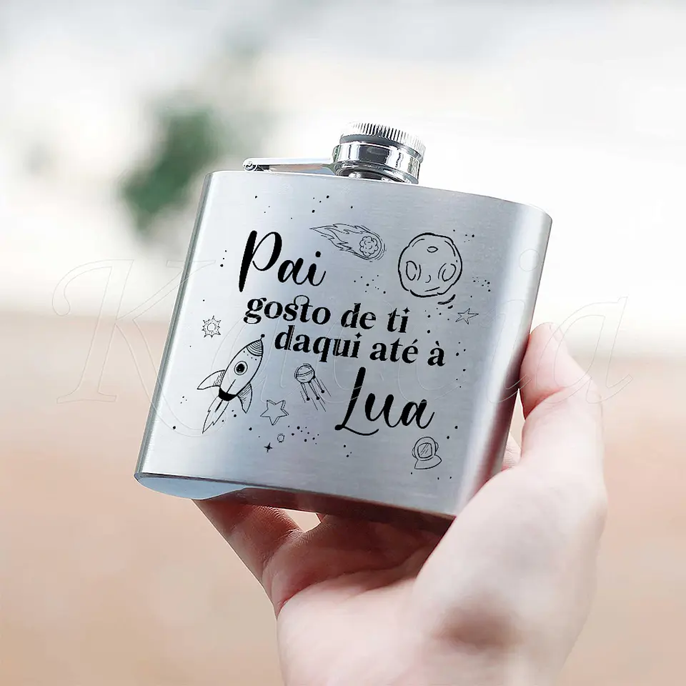 Garrafa de Bolso Personalizada Gosto de Ti até a Lua 4