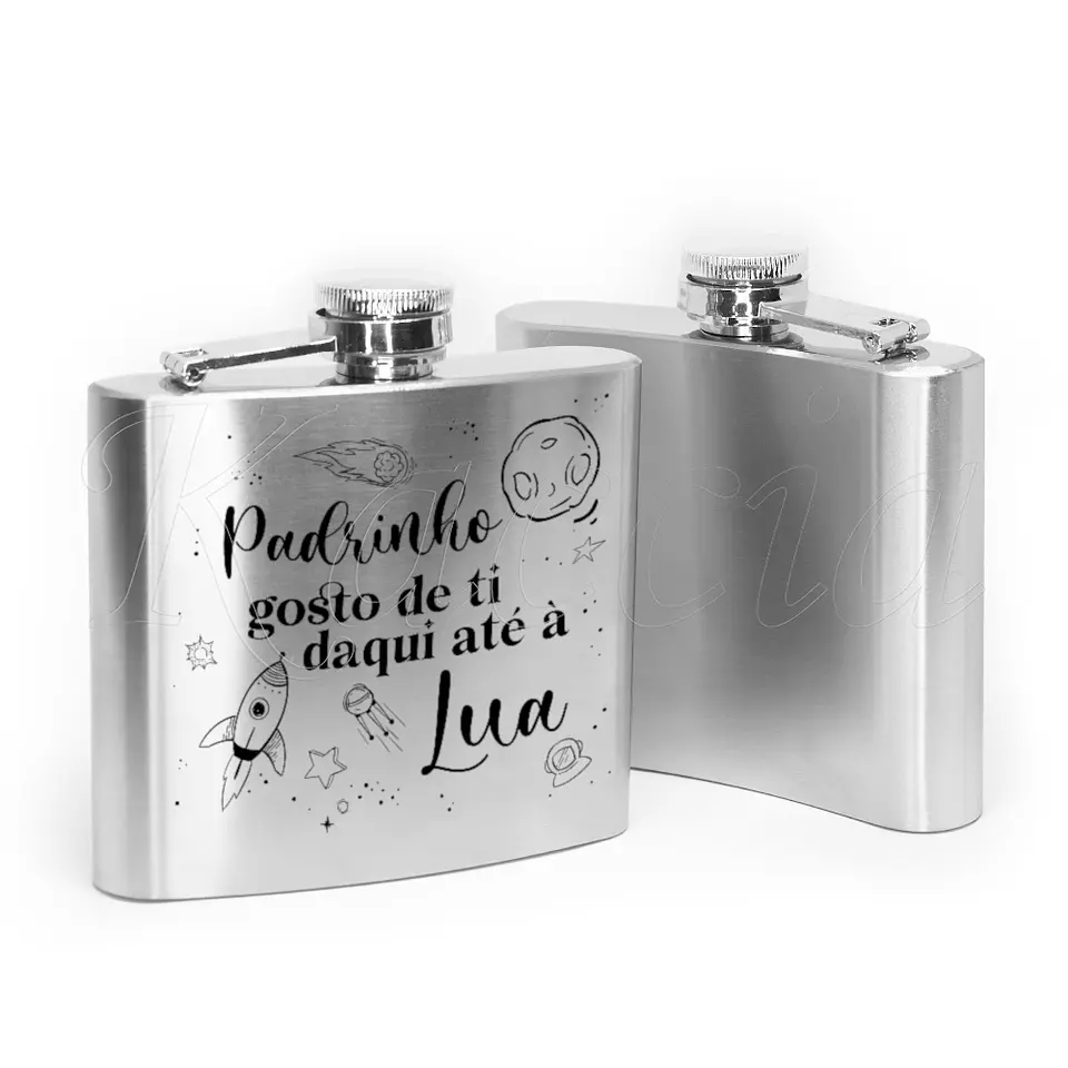 Garrafa de Bolso Personalizada Gosto de Ti até a Lua 2