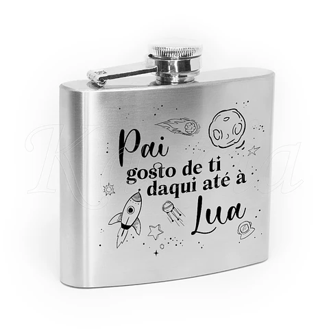 Garrafa de Bolso Personalizada Gosto de Ti até a Lua