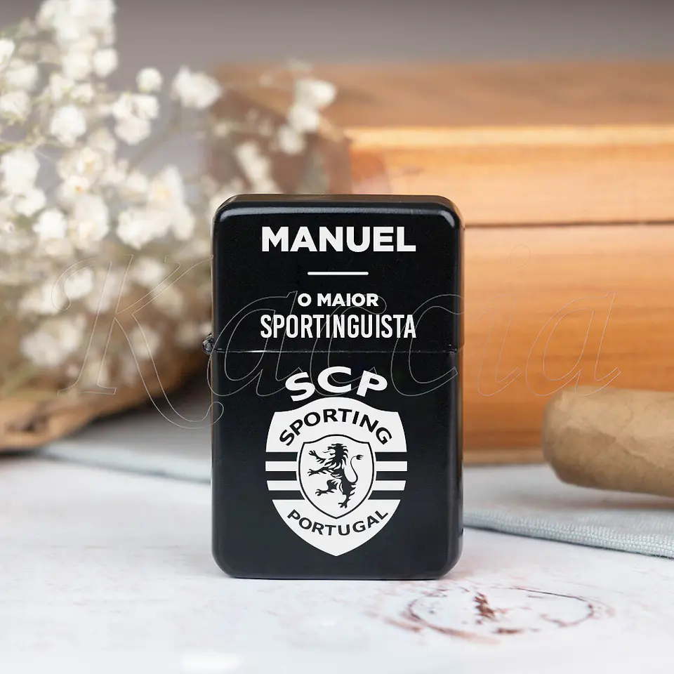 Isqueiro Preto Personalizado Maior Sportinguista 3