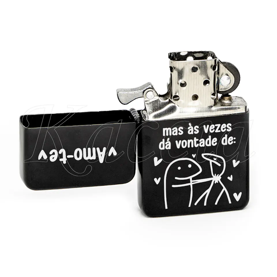 Isqueiro Preto Personalizado Amo-te, mas... Flork 2