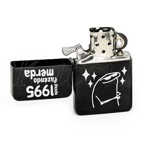 Isqueiro Preto Personalizado Fazendo M*rda Flork