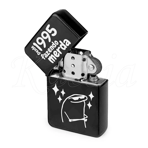 Isqueiro Preto Personalizado Fazendo M*rda Flork