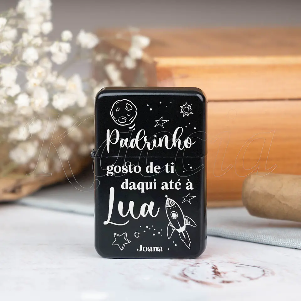 Isqueiro Preto Personalizado Gosto até à Lua 3