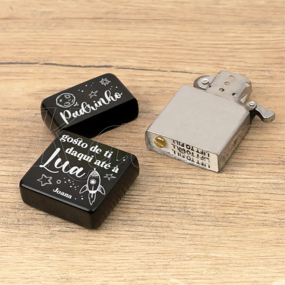 Isqueiro Preto Personalizado Gosto até à Lua 4
