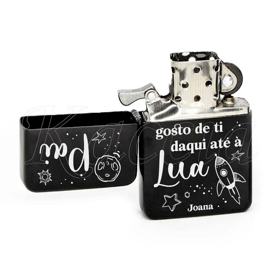 Isqueiro Preto Personalizado Gosto até à Lua 2