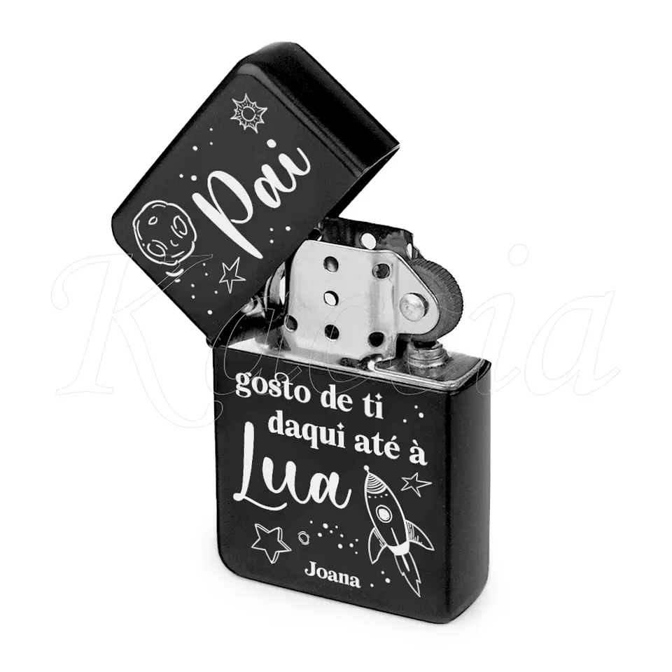 Isqueiro Preto Personalizado Gosto até à Lua 1