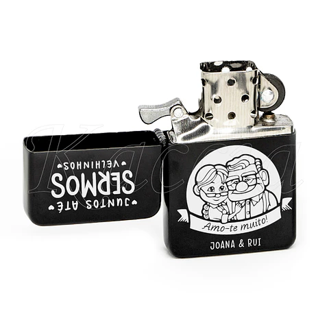 Isqueiro Preto Personalizado Juntos Até Sermos Velhinhos Carl e Ellie Up