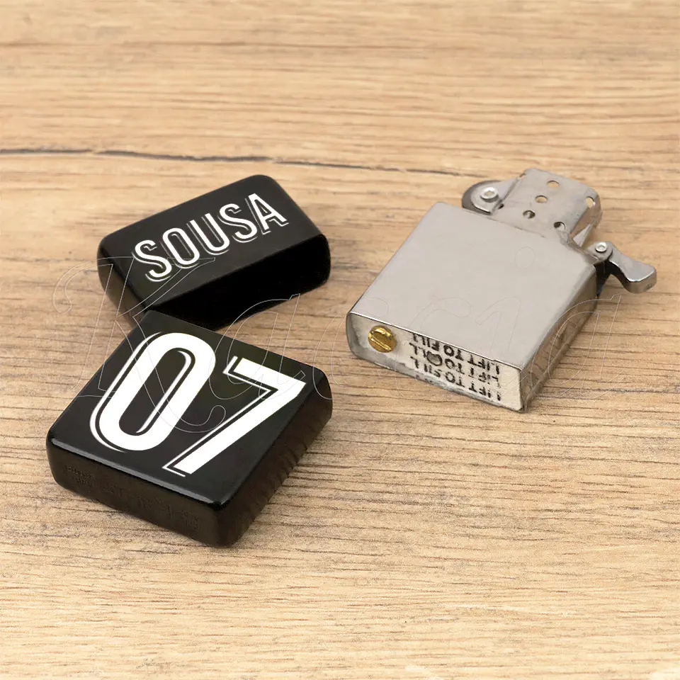 Isqueiro Preto Personalizado Futebol Nome e Número 4