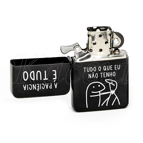 Isqueiro Preto Personalizado Sem Paciência Flork