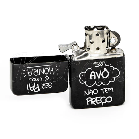 Isqueiro Preto Personalizado Ser Pai e Avô