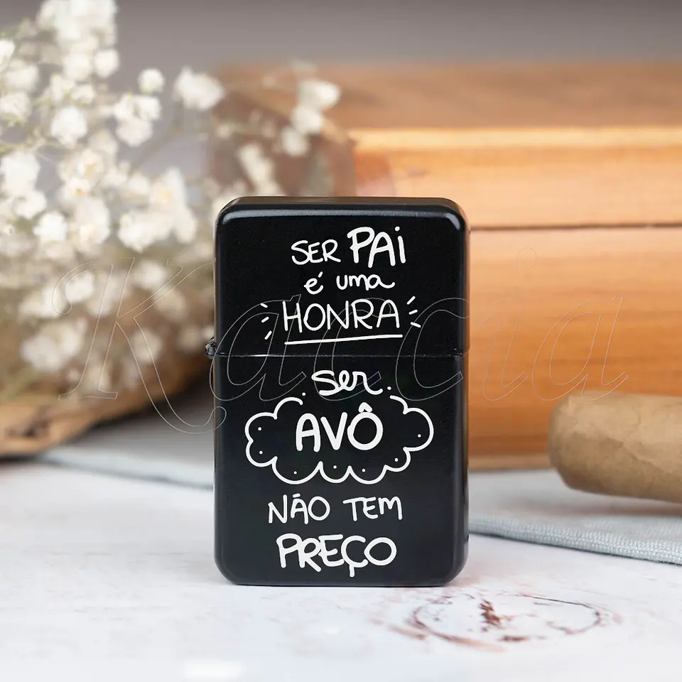Isqueiro Preto Personalizado Ser Pai e Avô 3