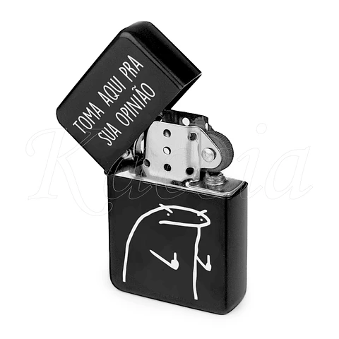 Isqueiro Preto Personalizado Pra Sua Opinião Flork