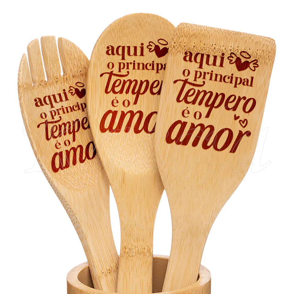 Conjunto Utensílios Cozinha Personalizáveis Tempero Amor 3