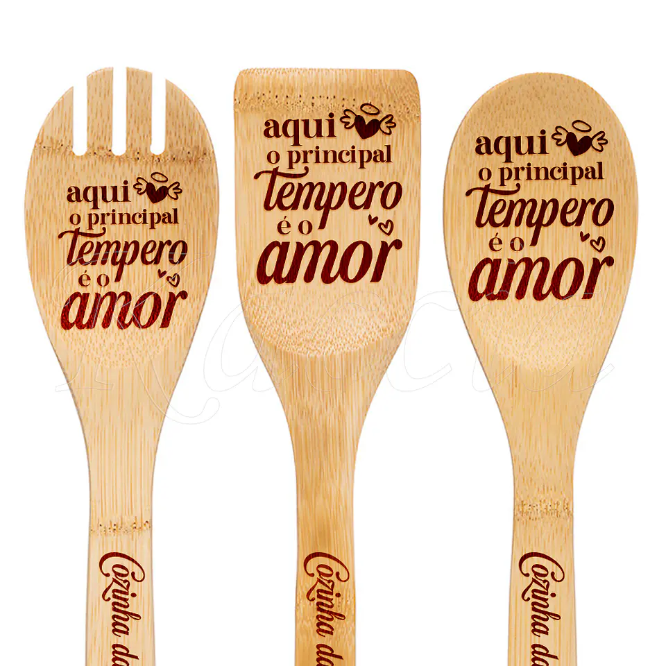 Conjunto Utensílios Cozinha Personalizáveis Tempero Amor 2