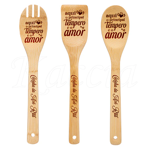 Conjunto Utensílios Cozinha Personalizáveis Tempero Amor