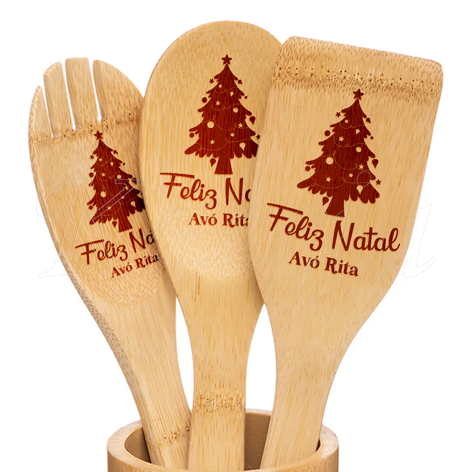 Conjunto Utensílios Cozinha Personalizáveis Feliz Natal 3