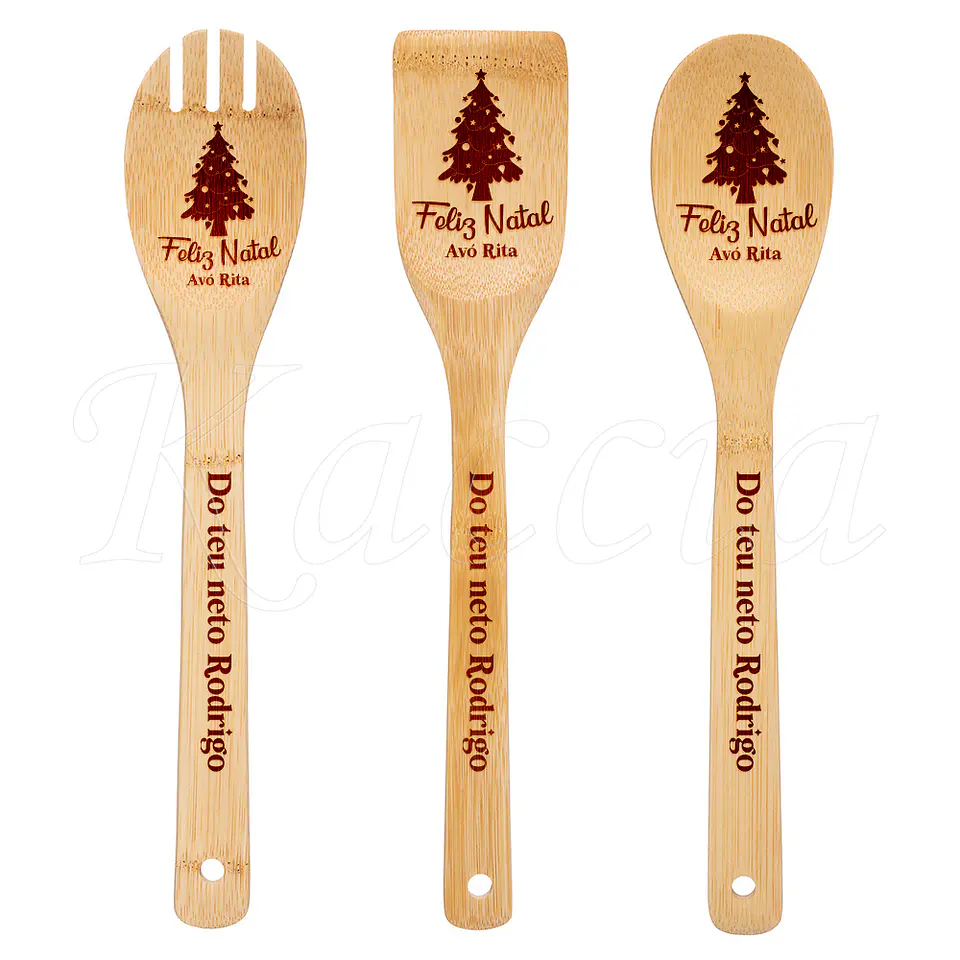 Conjunto Utensílios Cozinha Personalizáveis Feliz Natal 1