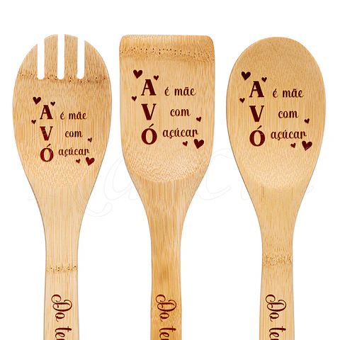 Conjunto Utensílios Cozinha Personalizáveis Avó é Mãe com Açucar