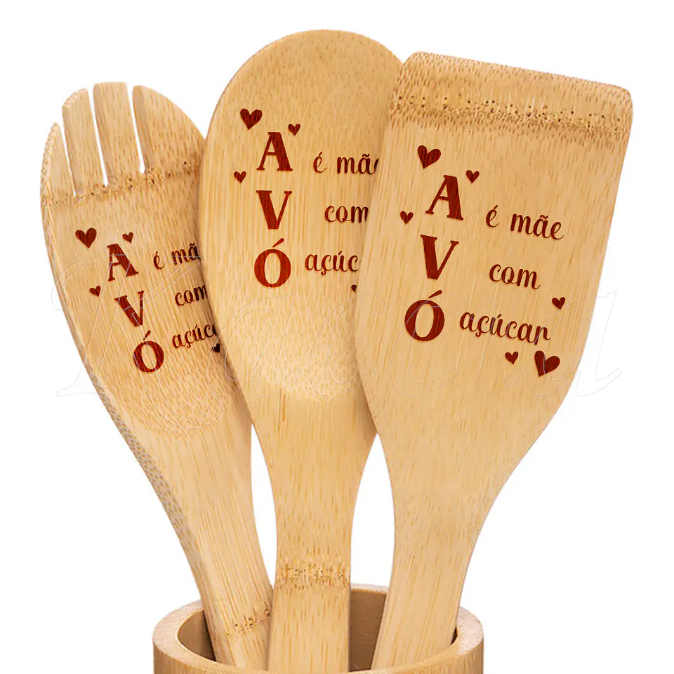 Conjunto Utensílios Cozinha Personalizáveis Avó é Mãe com Açucar 3