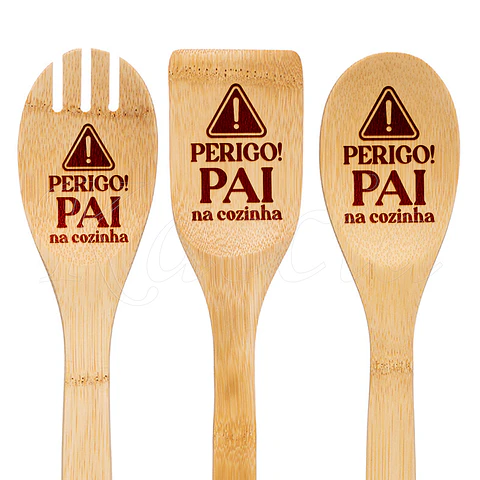 Conjunto Utensílios Cozinha Personalizáveis Perigo na Cozinha
