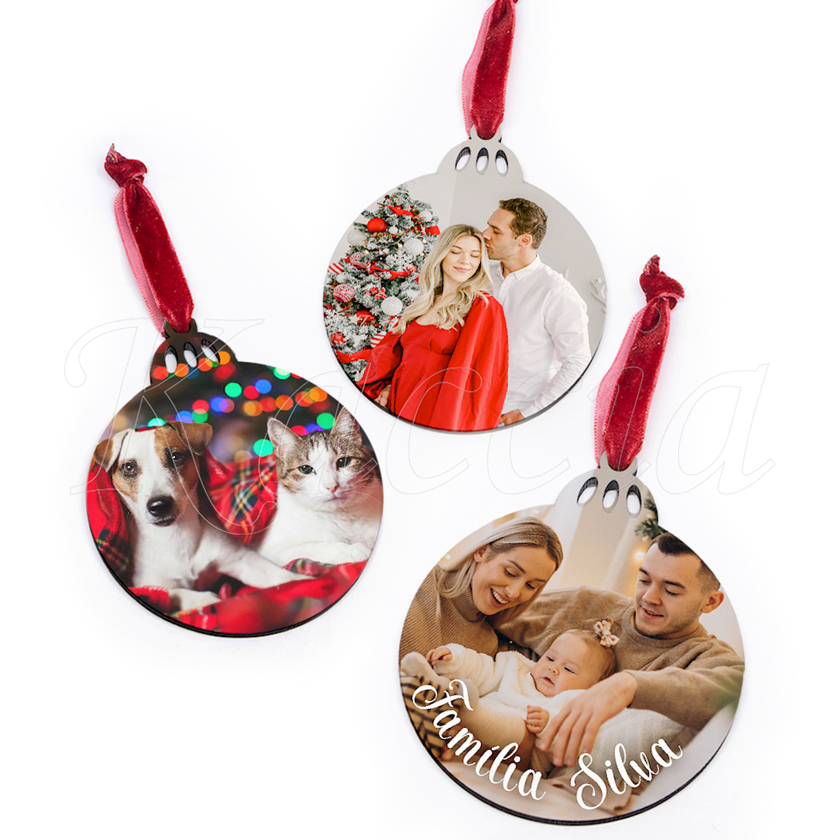 Conjunto de 3 Bolas de Natal Personalizáveis com Fotos 2