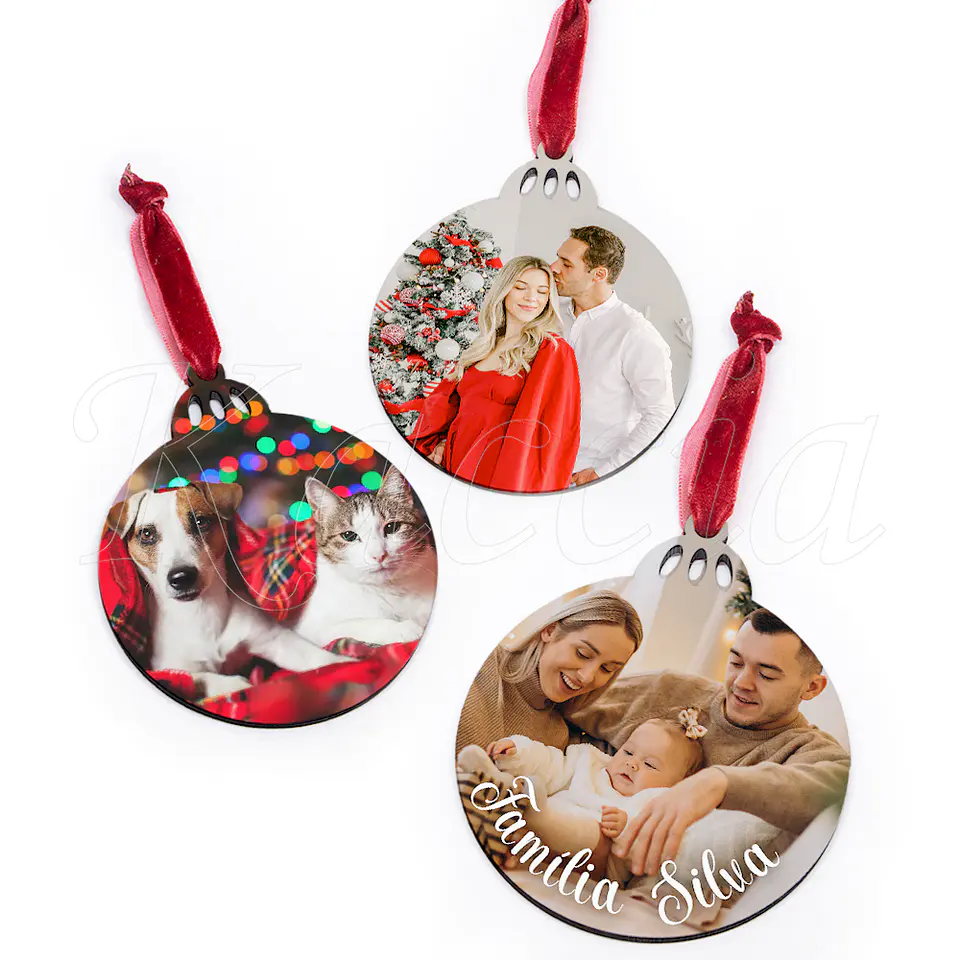 Conjunto de 3 Bolas de Natal Personalizáveis com Fotos 2