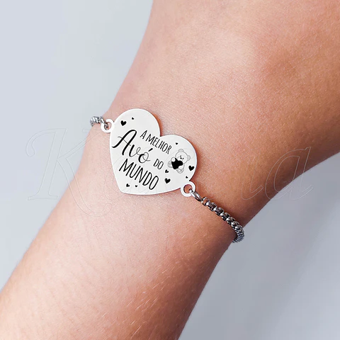 Pulseira Personalizada Coração A Melhor Aço Inox