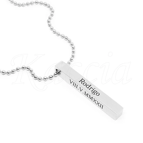 Colar Personalizado Barra 3D Classic Aço Inox