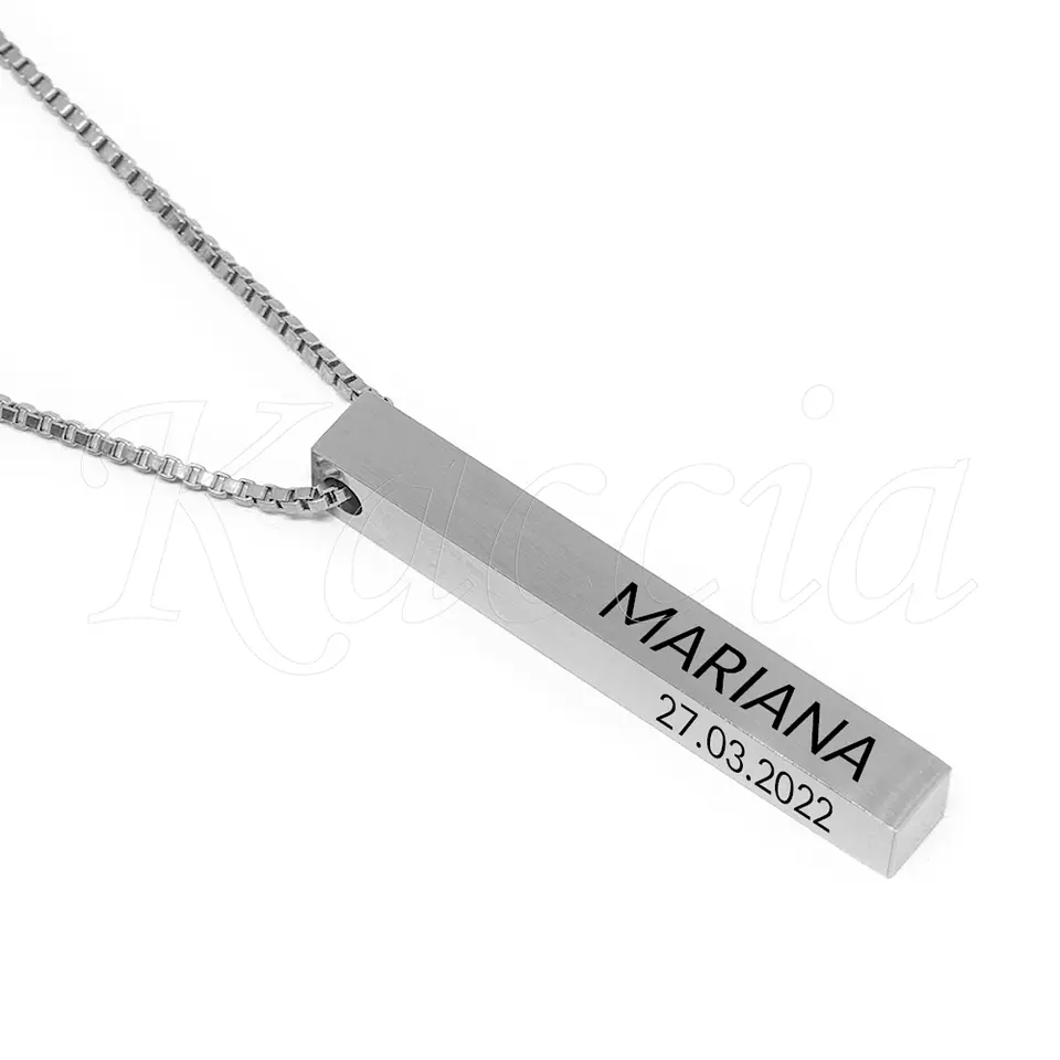 Colar Personalizado Barra 3D Blindy Aço Inox 6