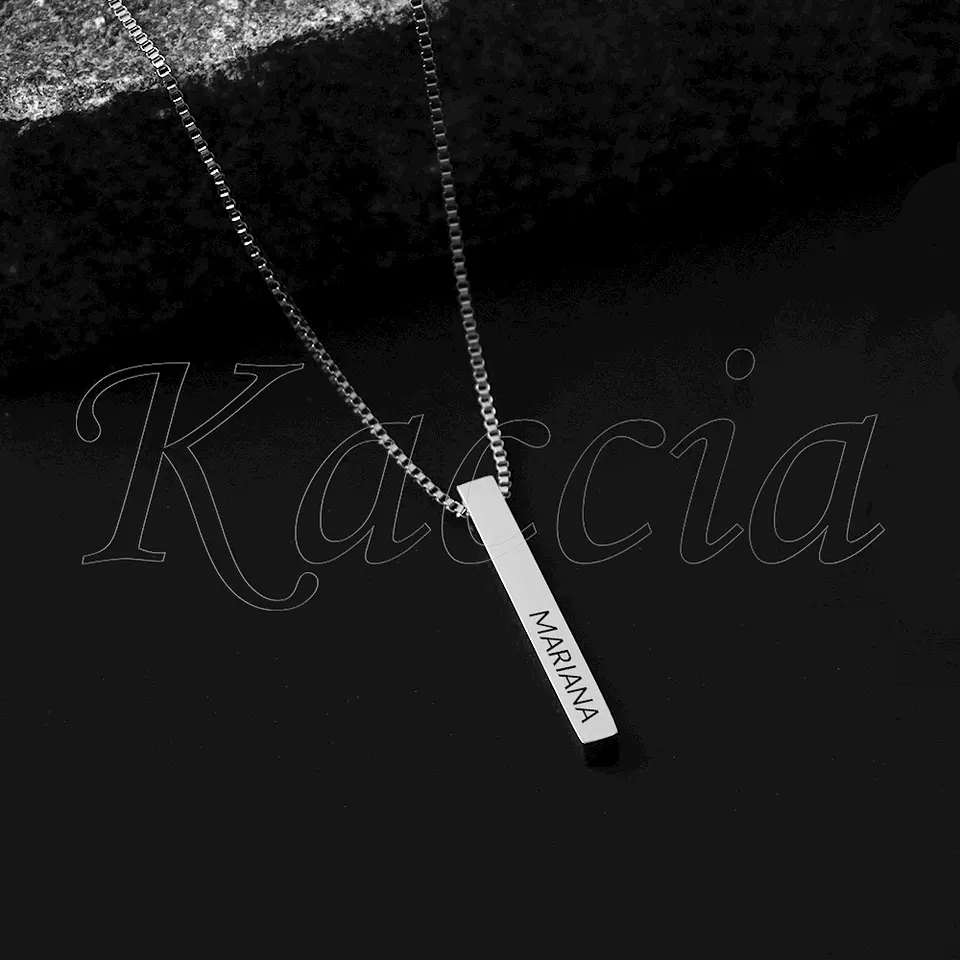 Colar Personalizado Barra 3D Blindy Aço Inox 4