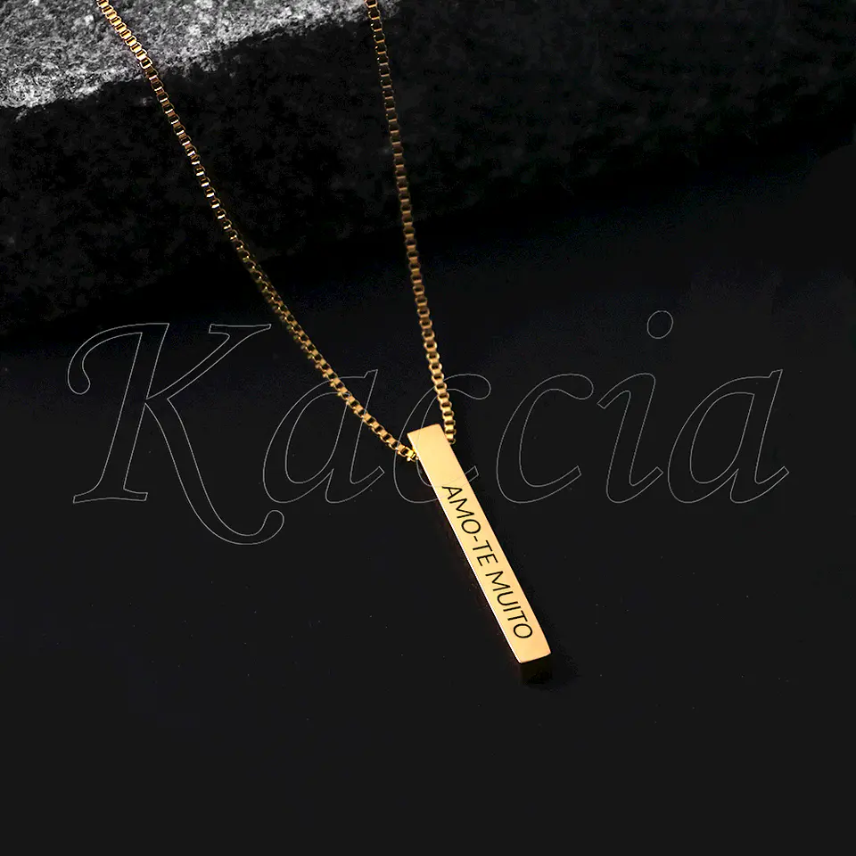 Colar Personalizado Barra 3D Blindy Aço Inox 5