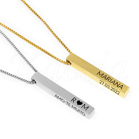 Colar Personalizado Barra 3D Blindy Aço Inox