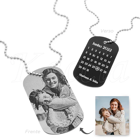 Colar Personalizado Militar Masculino Foto Calendário