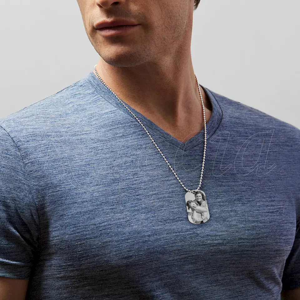 Colar Personalizado Militar Masculino Foto Spotify 3