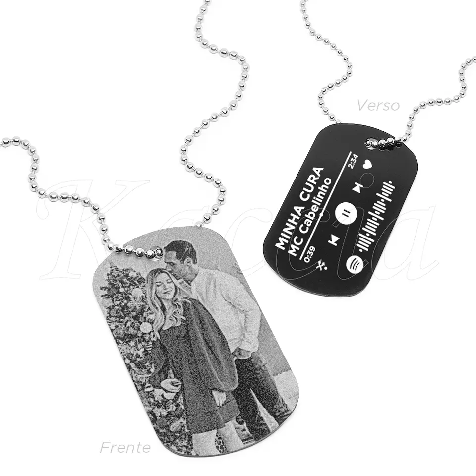 Colar Personalizado Militar Masculino Foto Spotify 2
